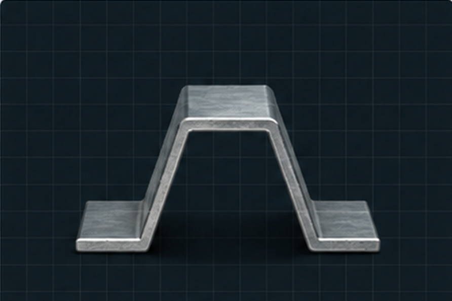Hat section — a metal top-hat channel with two flanges